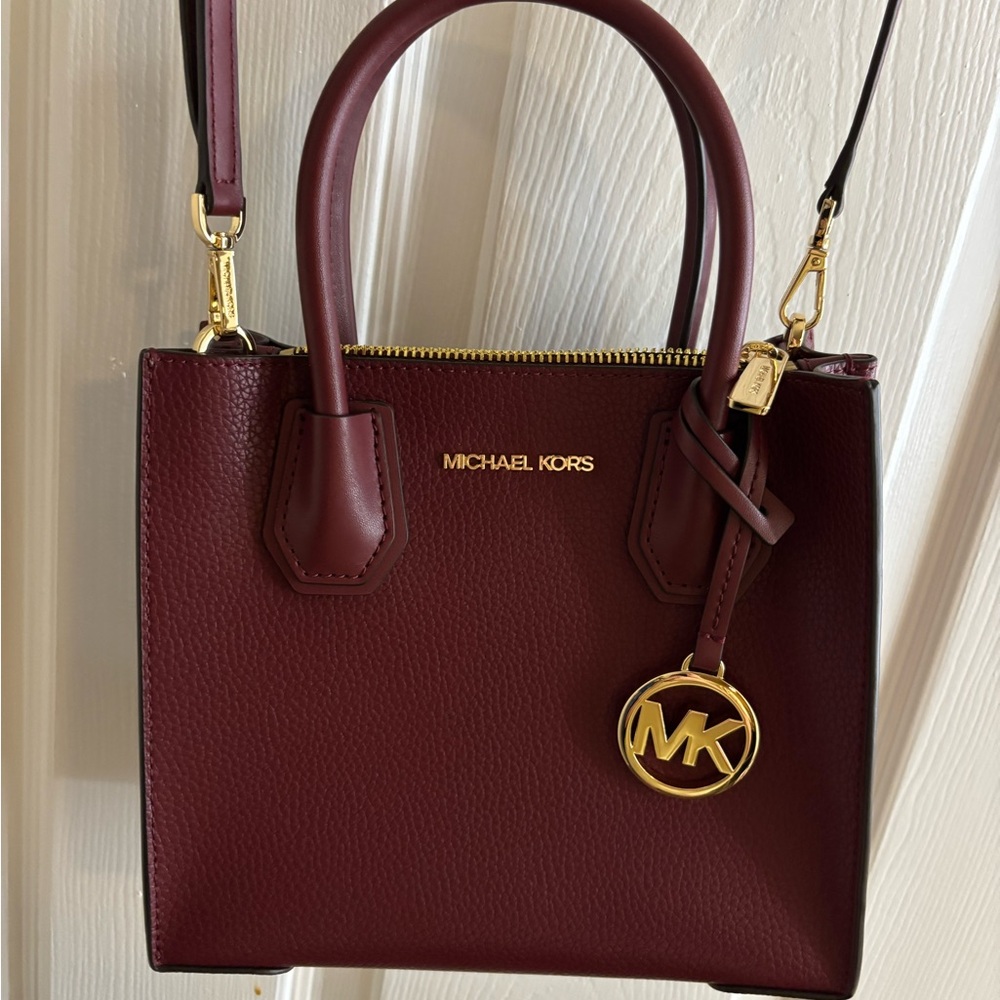 Michael Kors Burgundy Mini Bag with Gold Accents